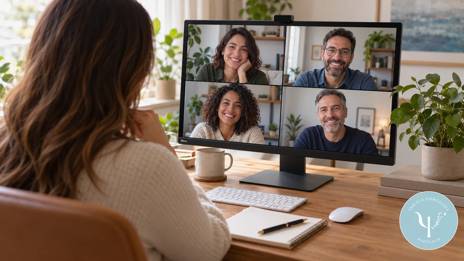 participantes conectados em encontro terapêutico — contexto de grupo de apoio para adultos com tdah online